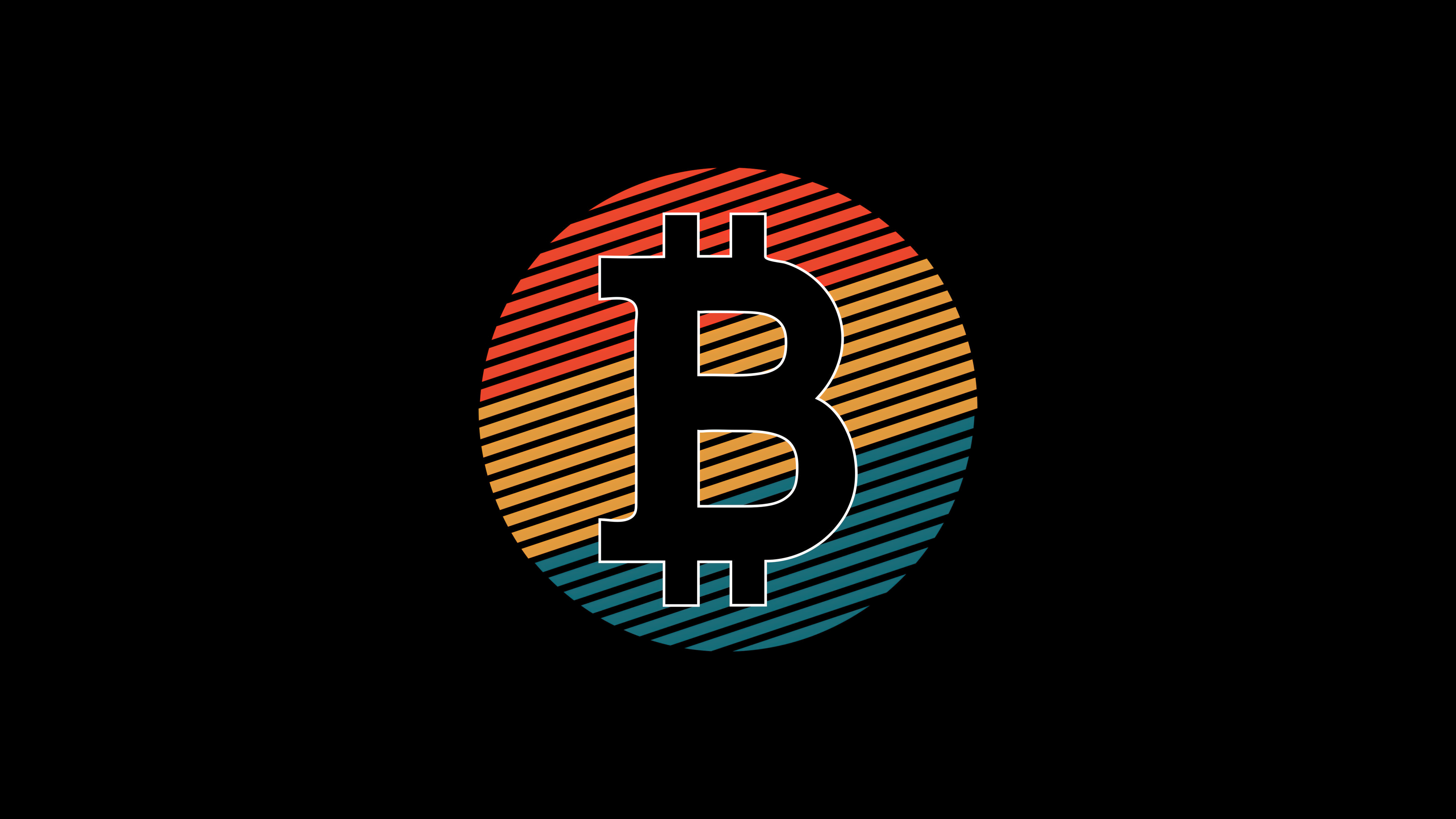 A high-resolution, minimalist Bitcoin logo centered on a solid black background, optimized for AMOLED screens.