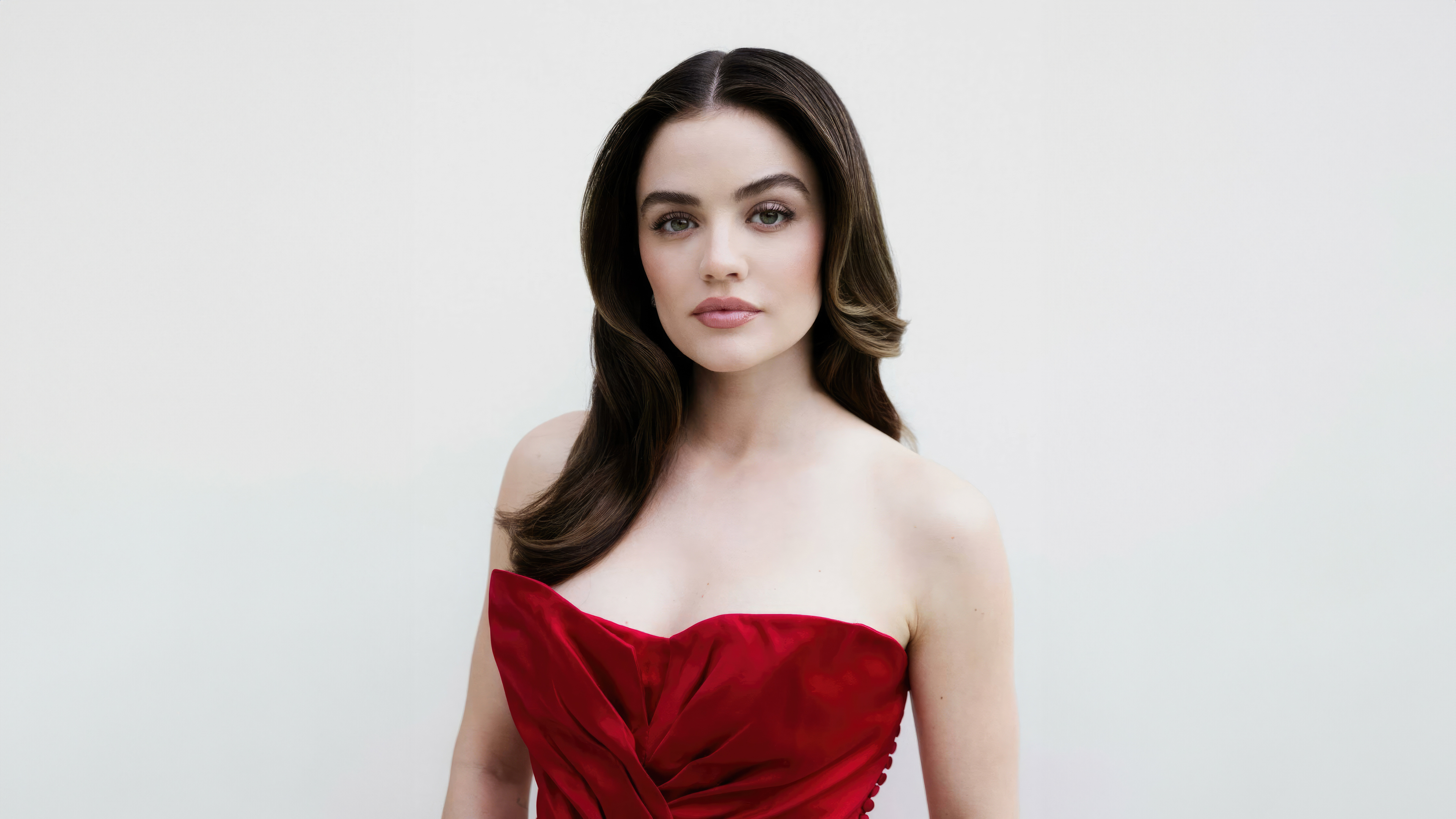 A close-up portrait of American actress Lucy Hale