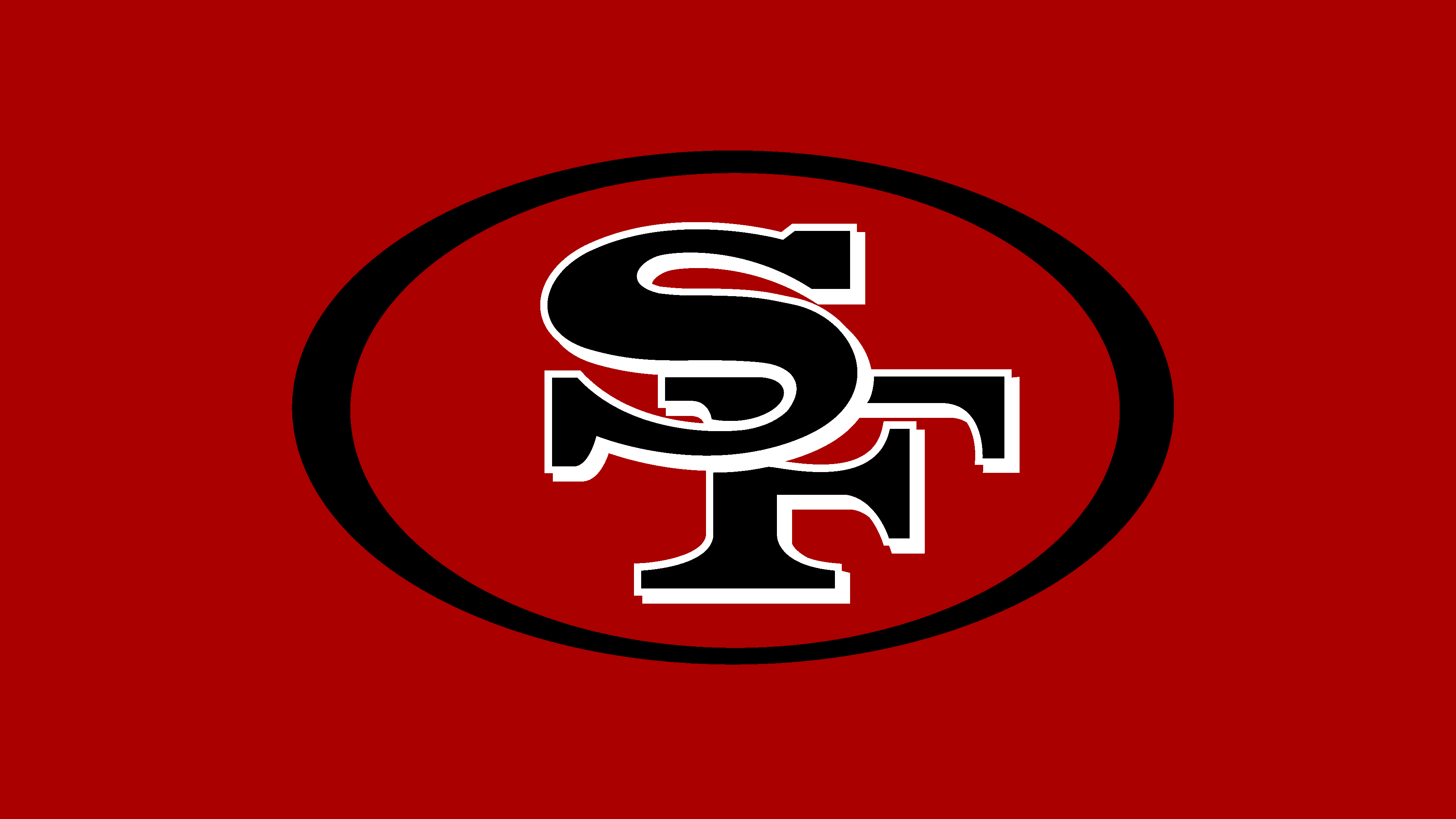 San Francisco 49ers themed graphic with a bold red background and American football elements.