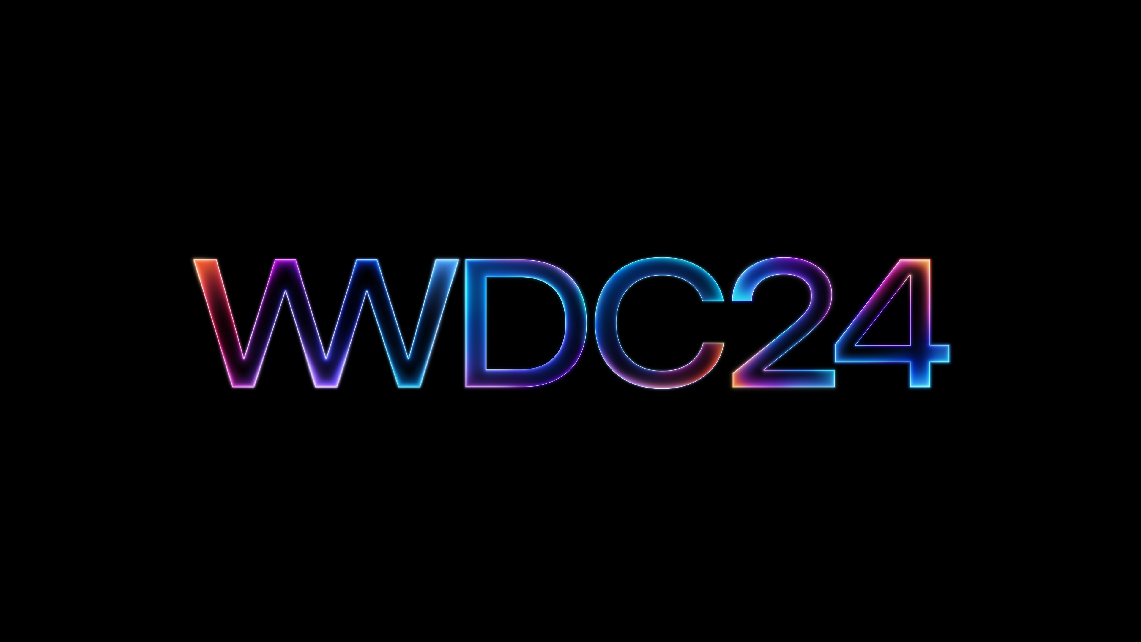 Minimalist tech-themed graphic with glowing light elements on a pitch-black background, inspired by Apple WWDC.