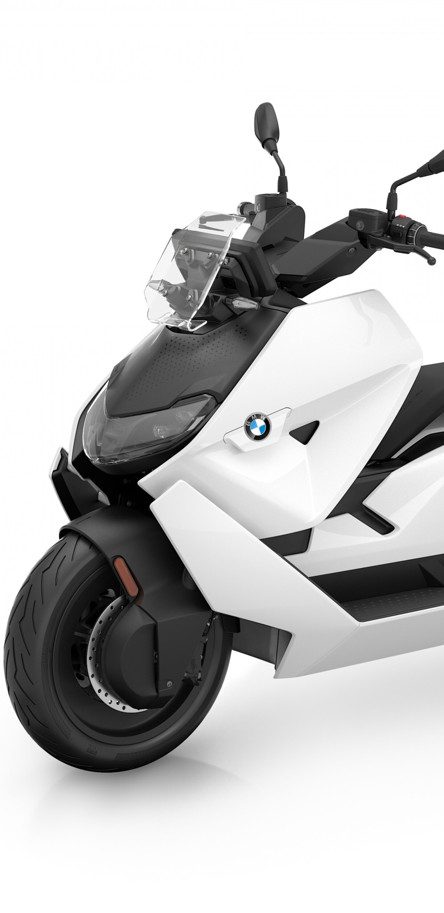 A high-detail shot of the 2025 BMW CE 04 electric scooter on a solid white background.