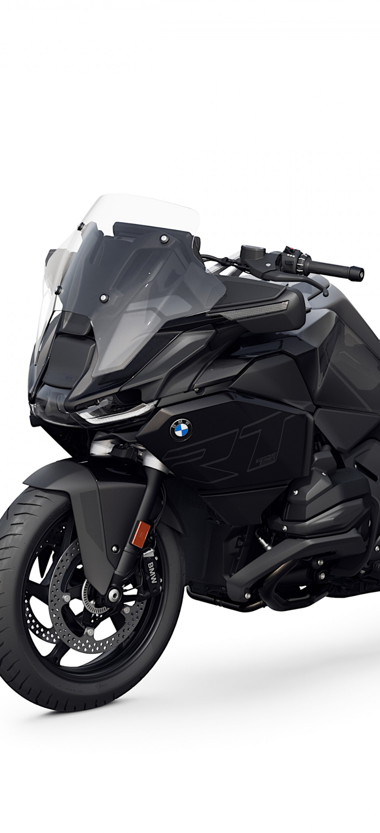 A professional studio photograph of a 2025 BMW R 1300 RT touring motorcycle isolated on a white background.