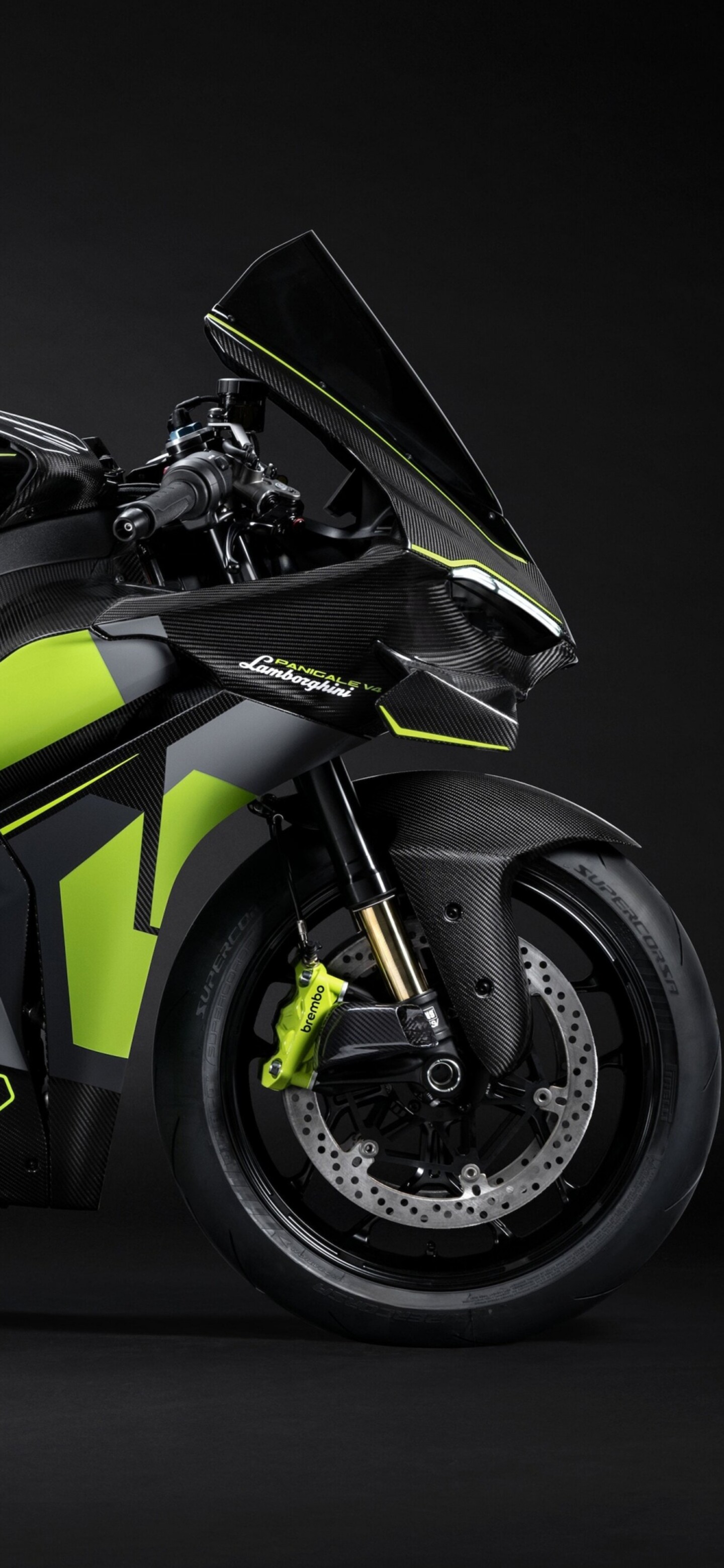 A high-detail, cinematic shot of a 2025 Ducati Panigale V4 motorcycle against a dark, moody background.