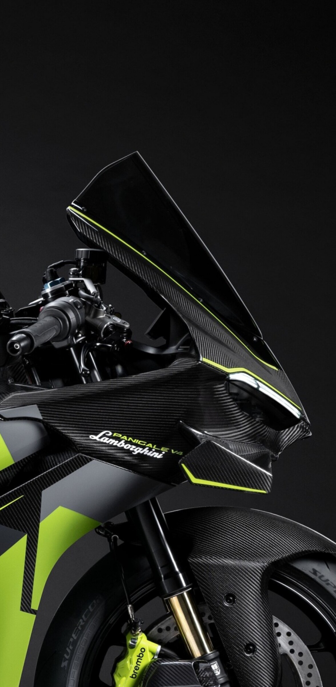 A sleek 2025 Ducati Panigale V4 motorcycle presented in a cinematic style with a dark, minimalist background.