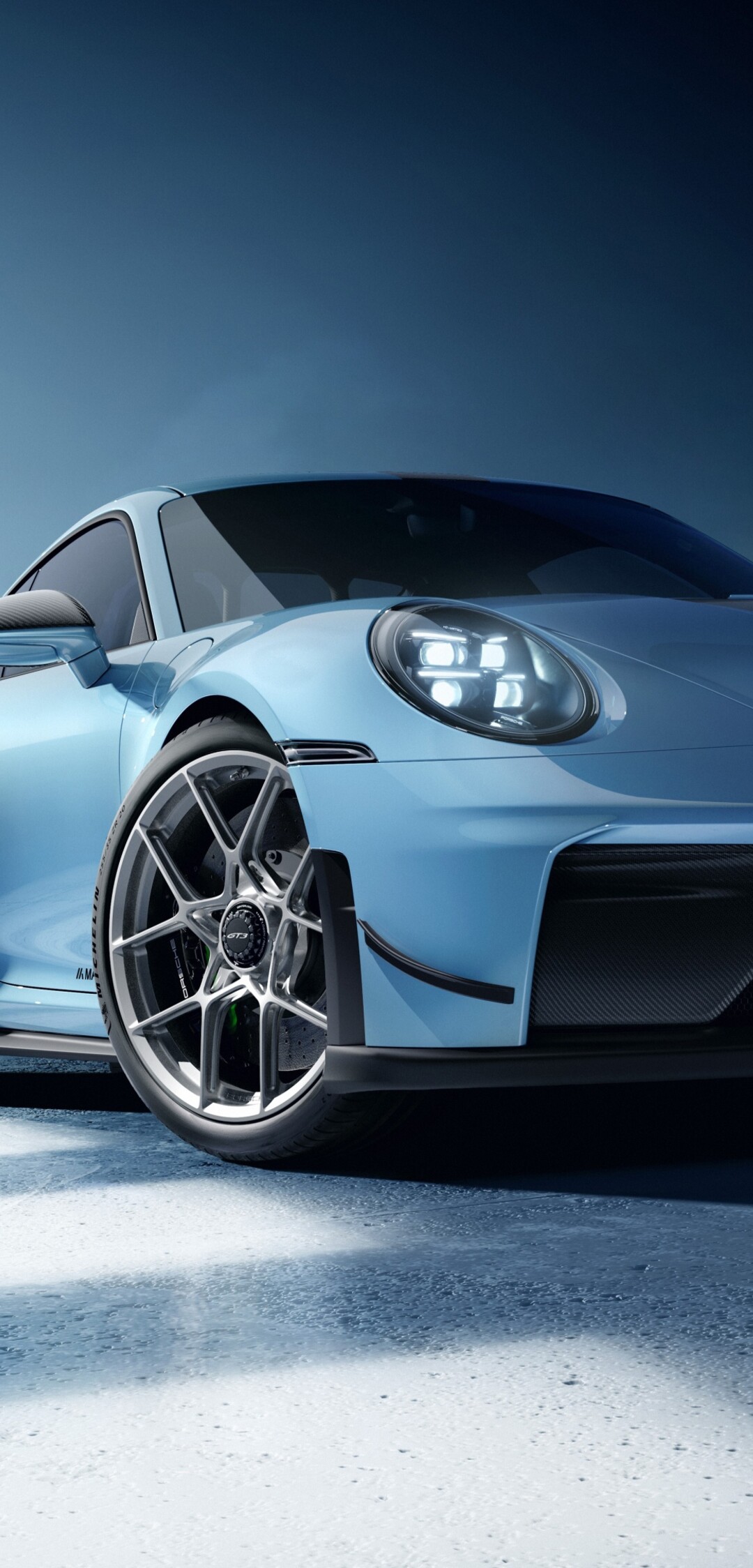 A high-resolution, detailed view of the 2025 Porsche 911 GT3 equipped with the Manthey Performance Kit aerodynamic bodywork.