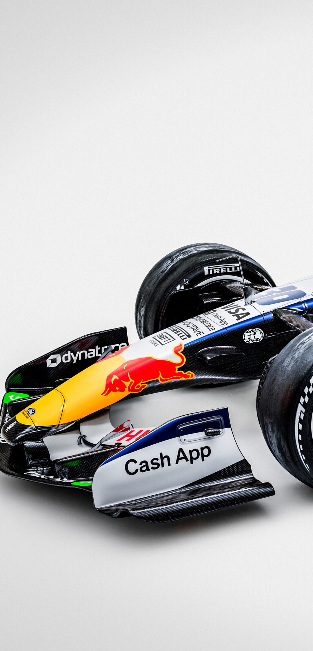 A detailed view of the 2026 VCARB 03 Formula One racing car featuring advanced aerodynamic bodywork and Racing Bulls livery.