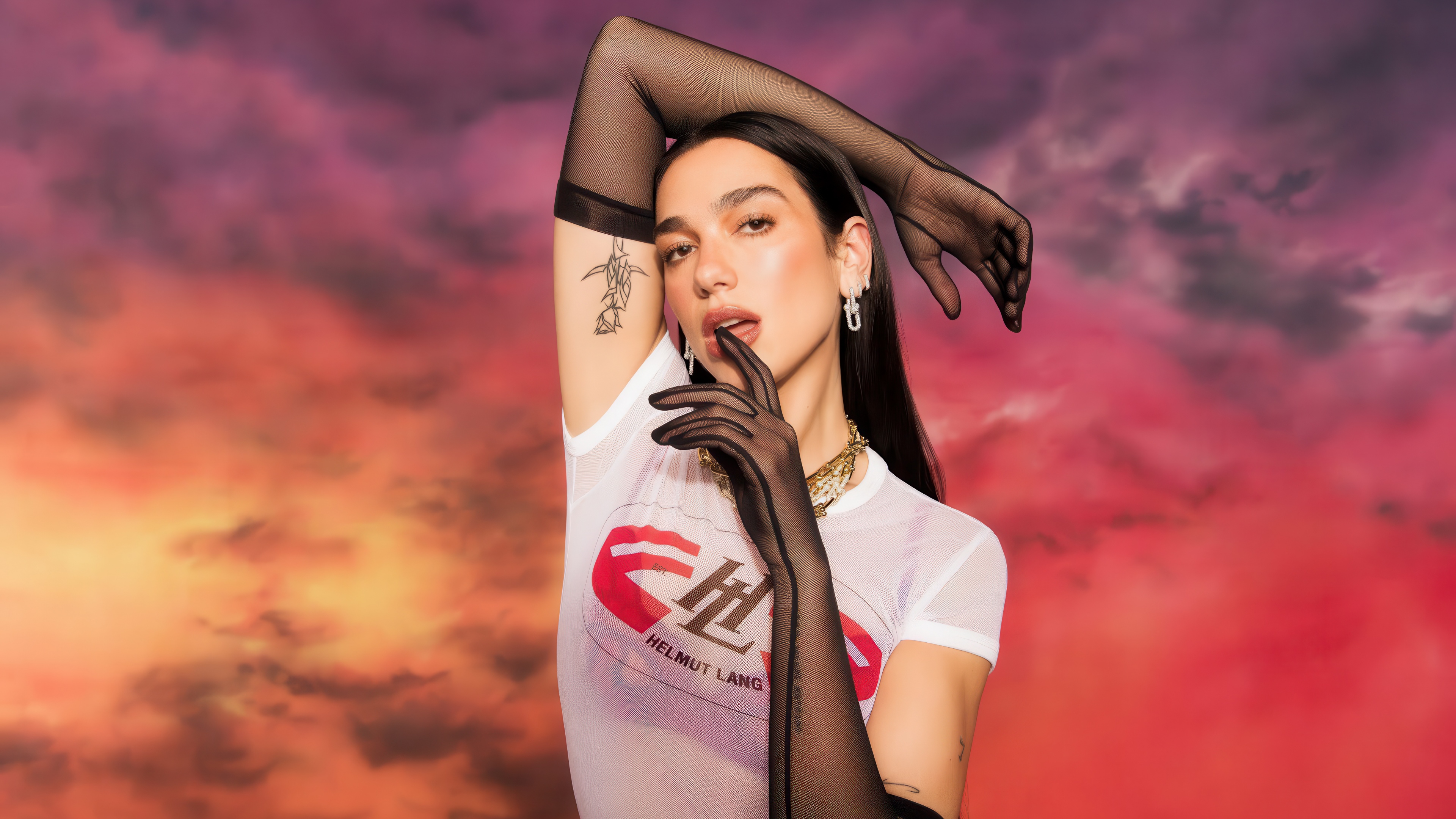 A high-fashion editorial portrait of singer Dua Lipa in the style of Vogue magazine.