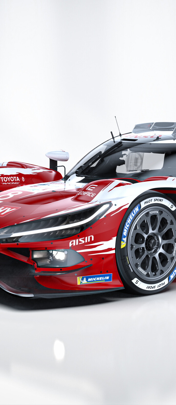 A futuristic 2026 Le Mans Hypercar racing on a track with advanced aerodynamic features.