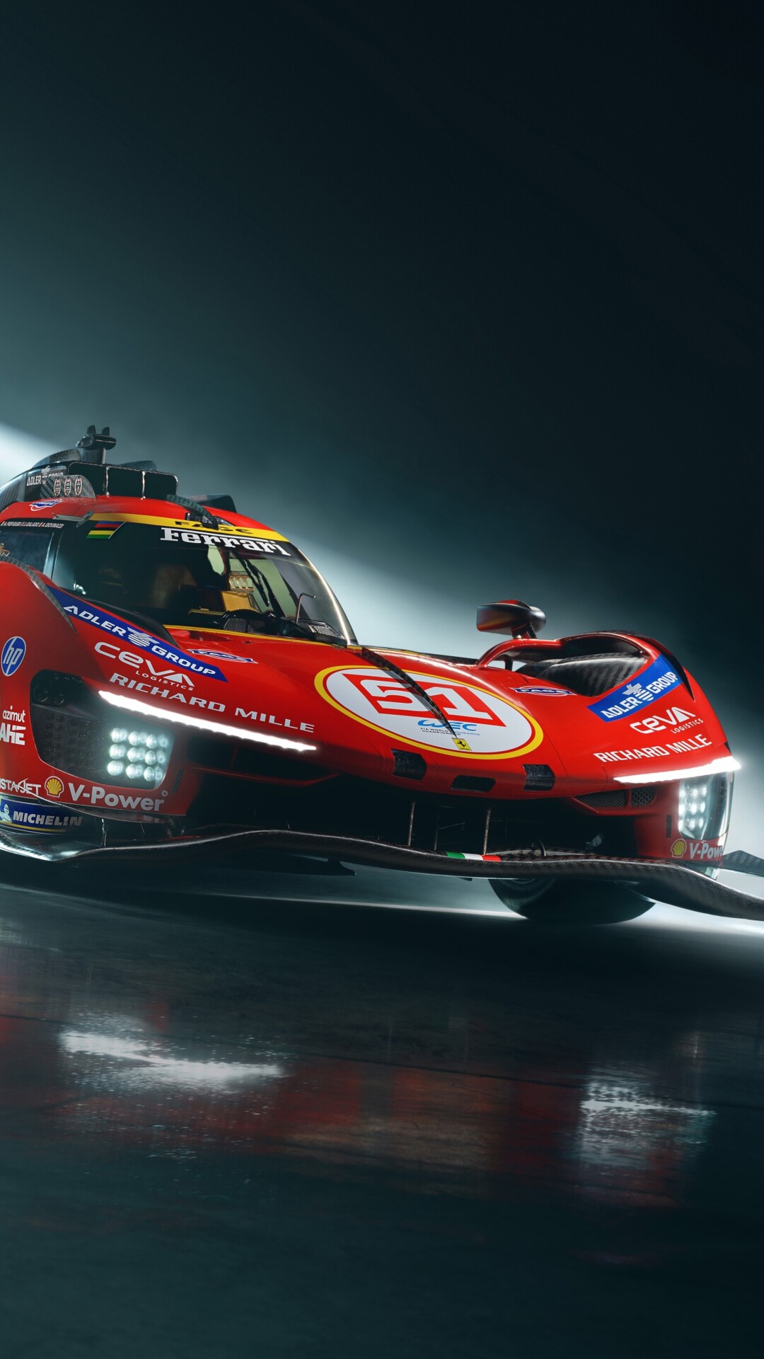 A futuristic 2026 Ferrari 499P hypercar featuring aerodynamic bodywork and sleek racing design.