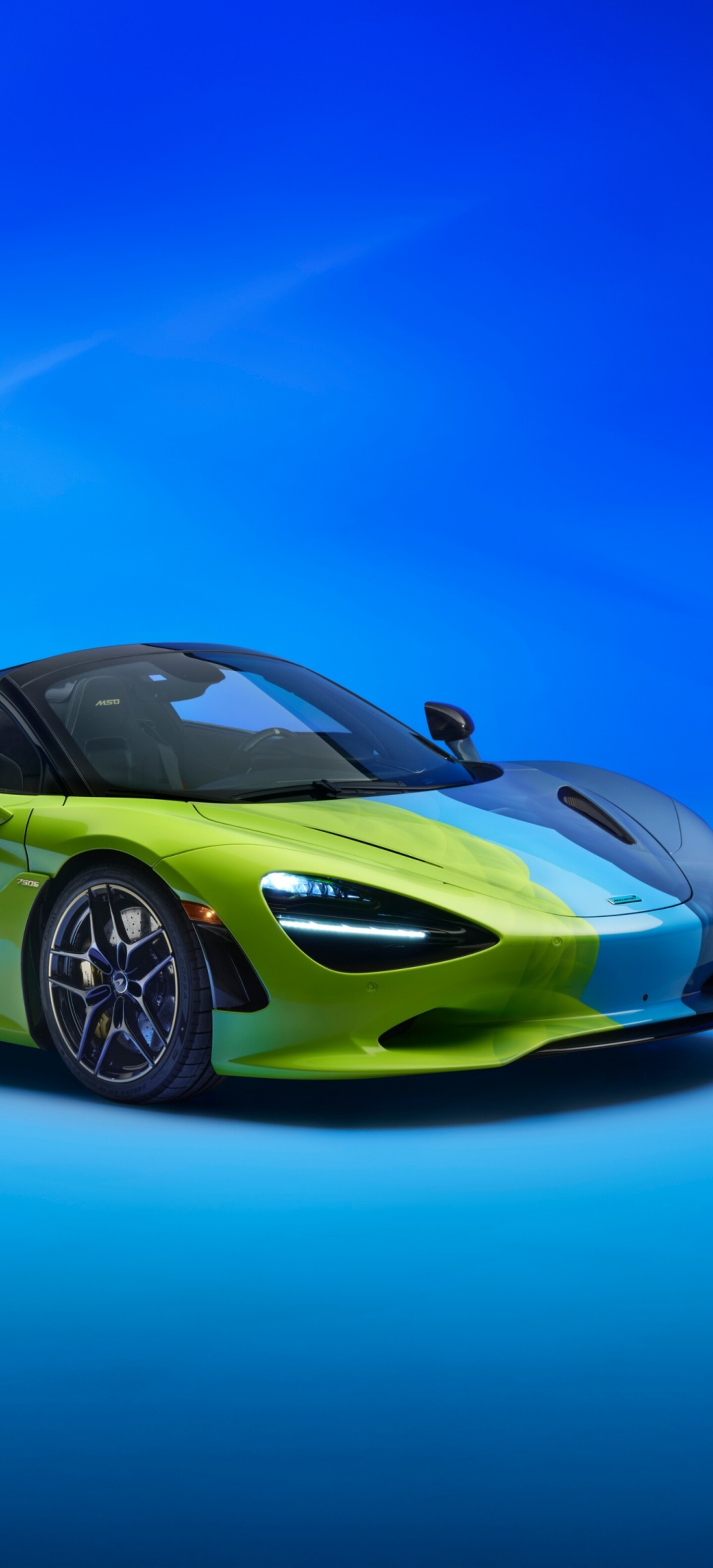 A high-detail, cinematic view of a McLaren 750S Spider luxury convertible supercar.