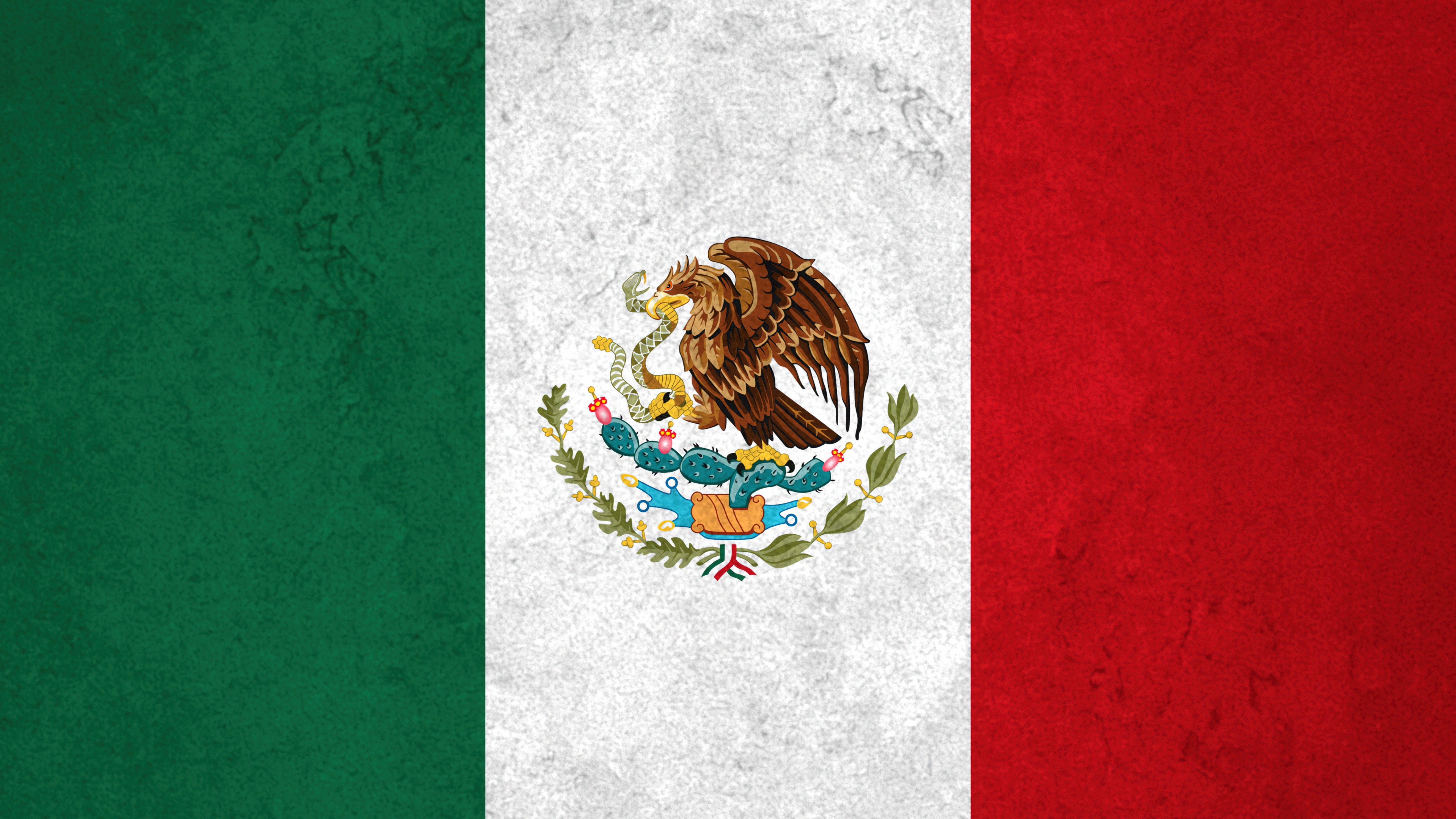 The national flag of Mexico featuring green, white, and red vertical stripes with the central coat of arms.
