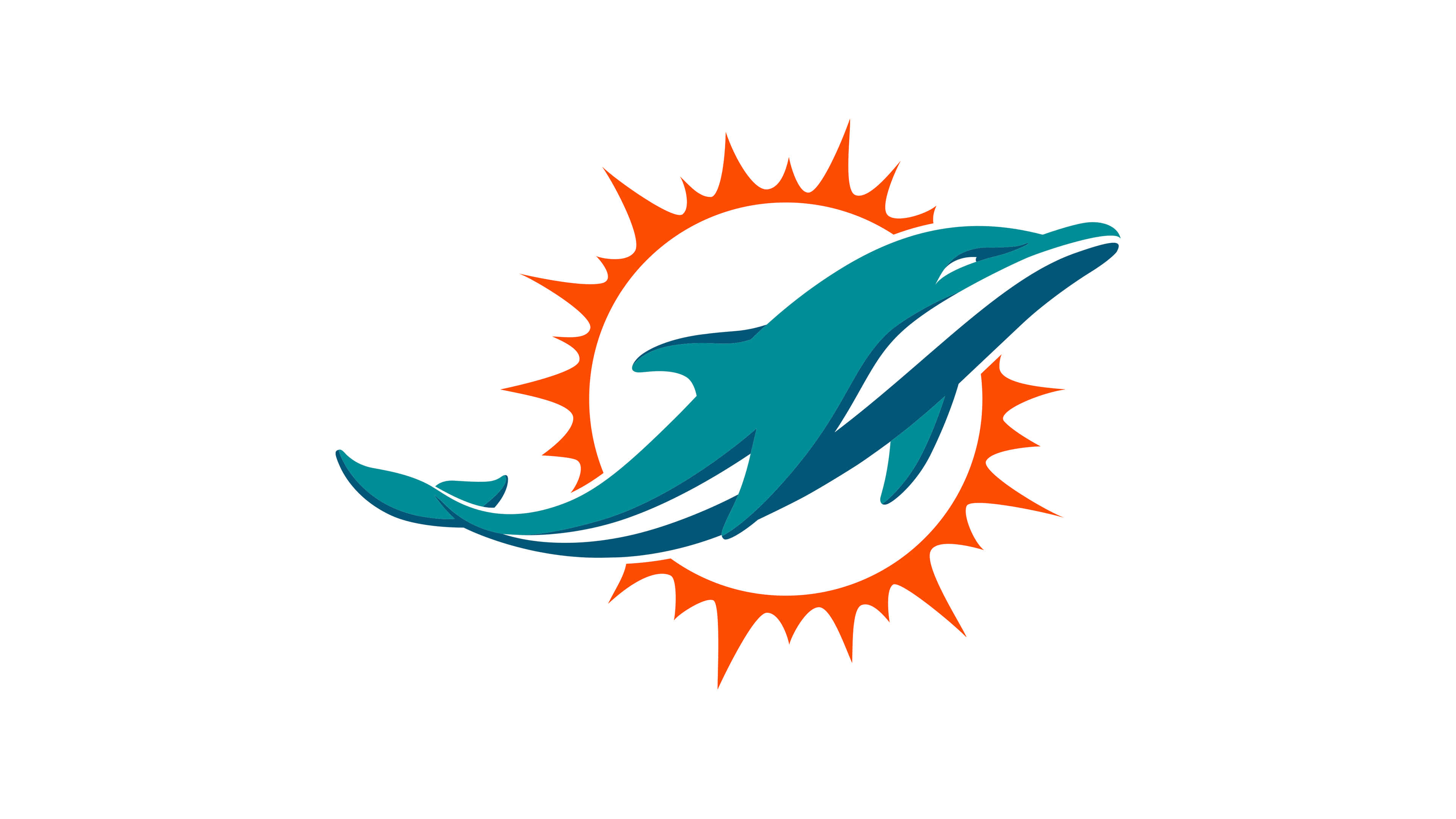A stylized blue and orange dolphin logo representing the Miami Dolphins football team.
