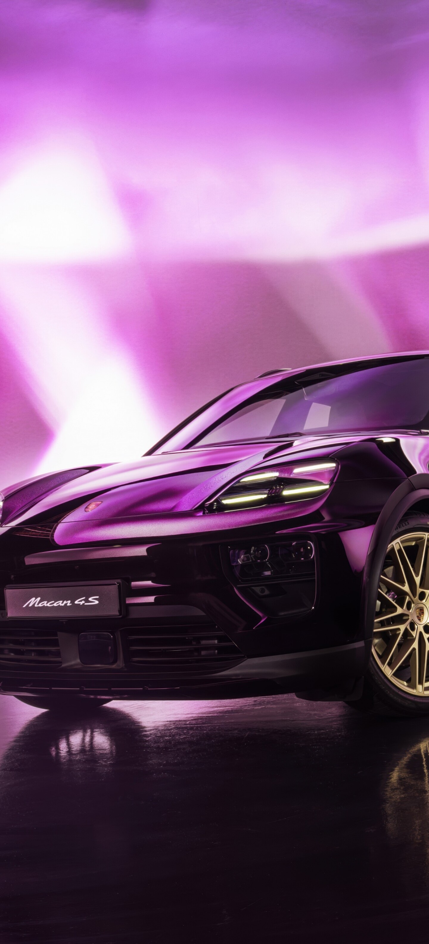 A high-quality pink aesthetic image of a Porsche Macan luxury SUV.