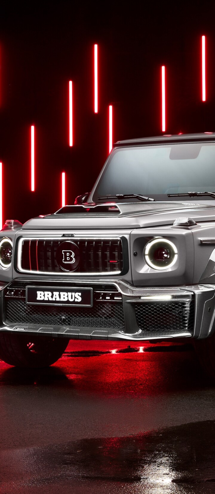 Brabus 900 Mercedes-AMG G 63 luxury SUV featuring a red aesthetic and cinematic LED lighting.