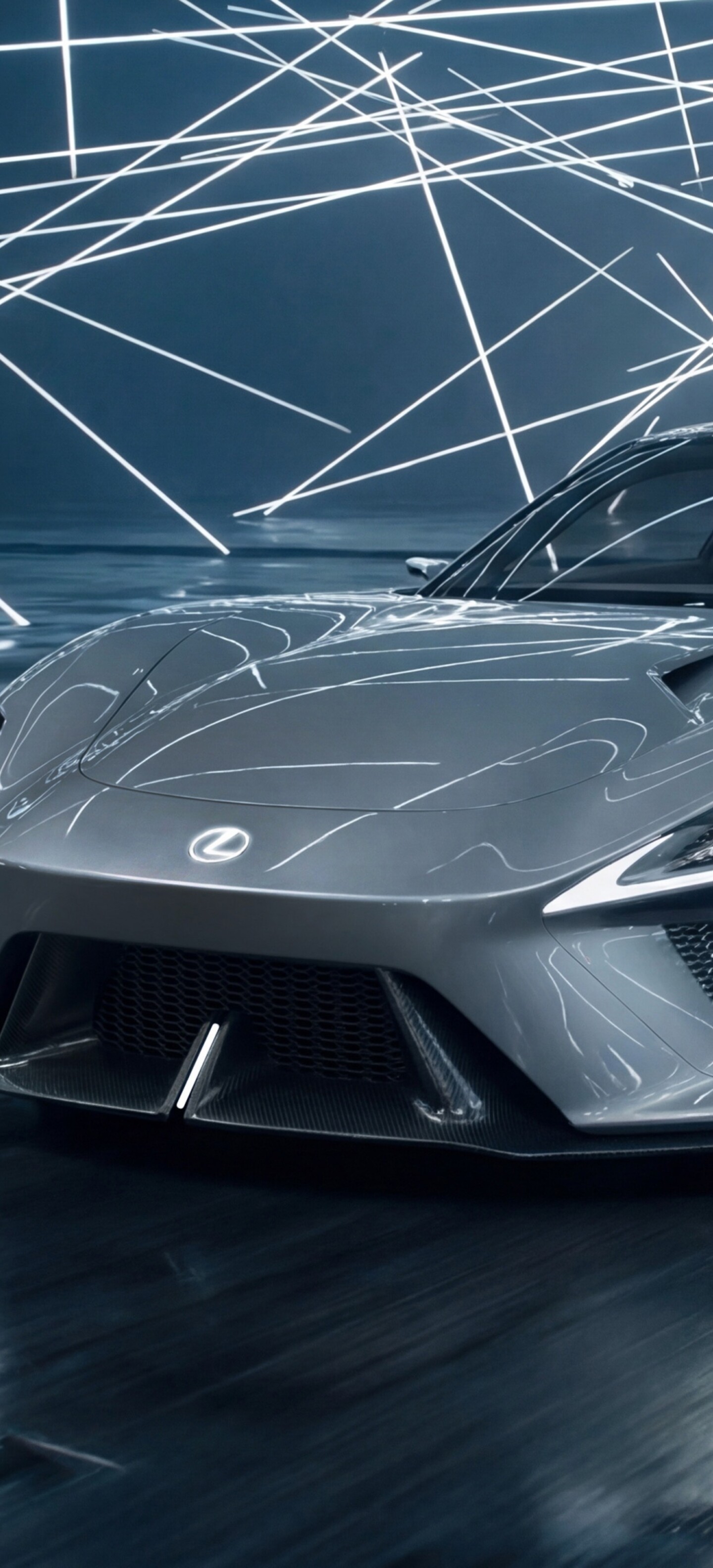 A high-resolution view of a futuristic 2025 electric sports car showcasing sleek aerodynamic curves and glowing LED accents.
