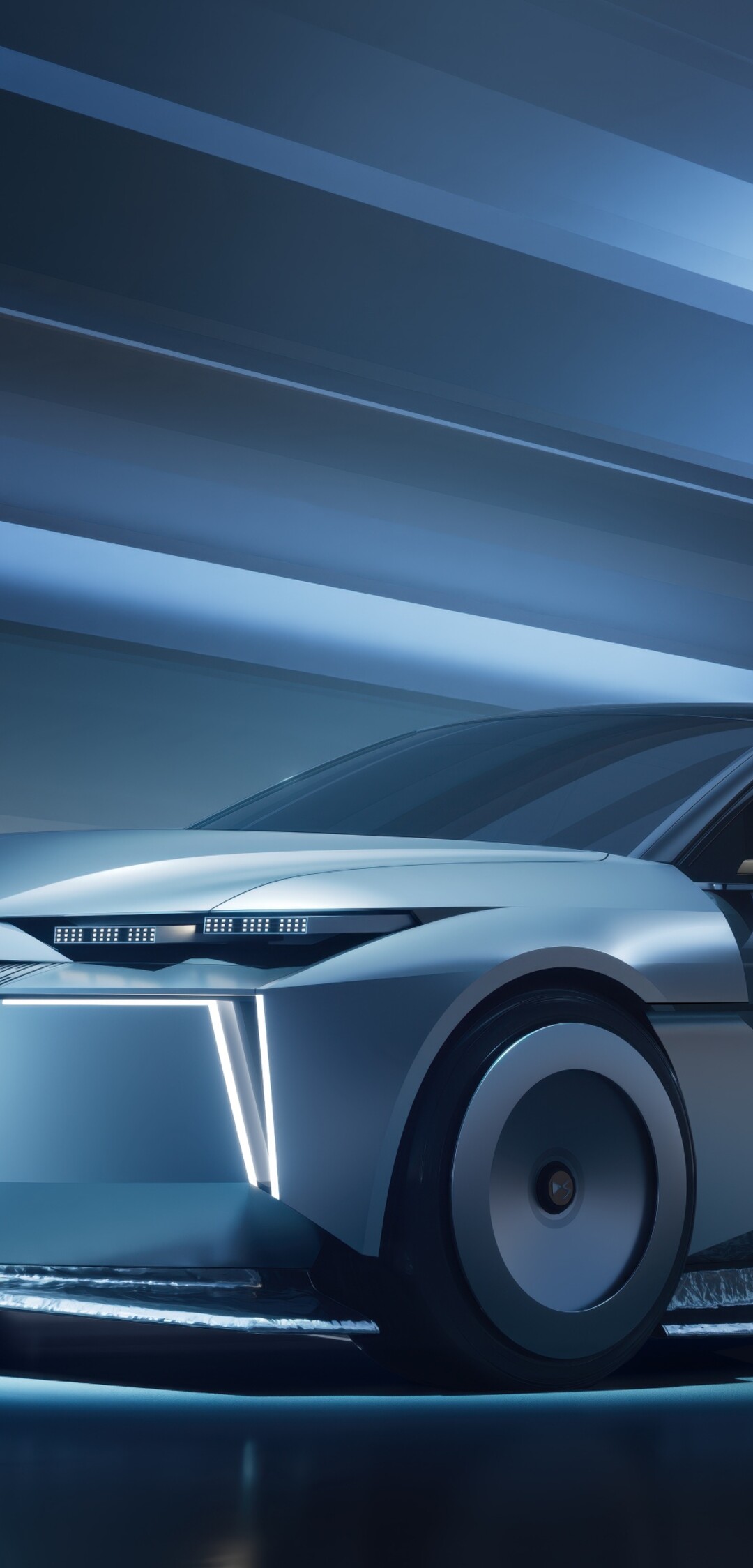 A group of aerodynamic and futuristic electric concept cars with glowing accents and metallic finishes.