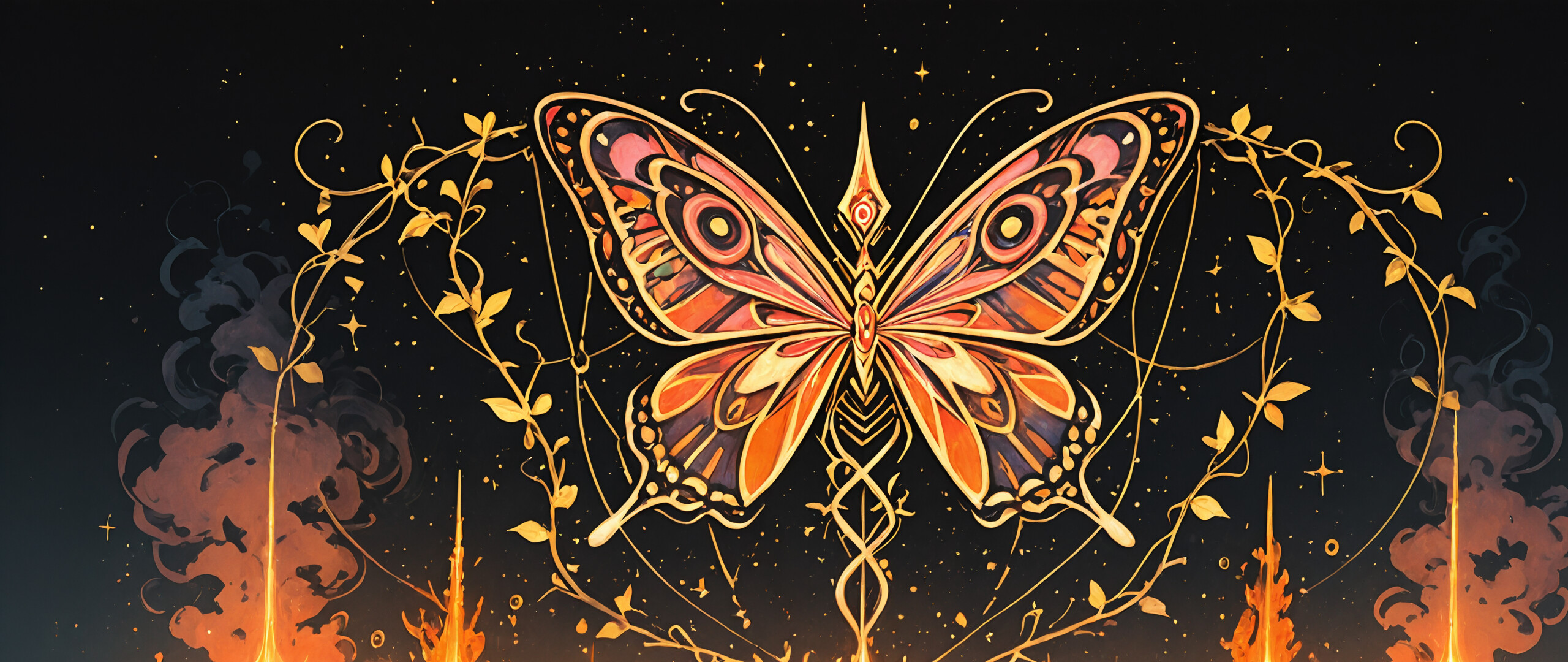 An ornate, golden, circular artifact with circuit-like patterns and turquoise gems, set against a dark, starry background. At its center is a brilliantly glowing, star-like explosion of orange and white light, resembling a synthetic sunrise.