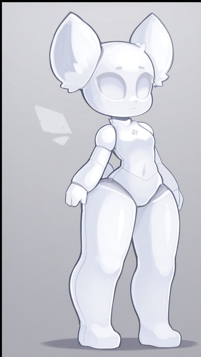 A full-body digital illustration of a dark, humanoid character inspired by Umbreon, wearing a purple hooded outfit with large, pointed ears. The character has glowing white eyes and is surrounded by a purple aura and tiny, glowing butterflies against a dark grey background.