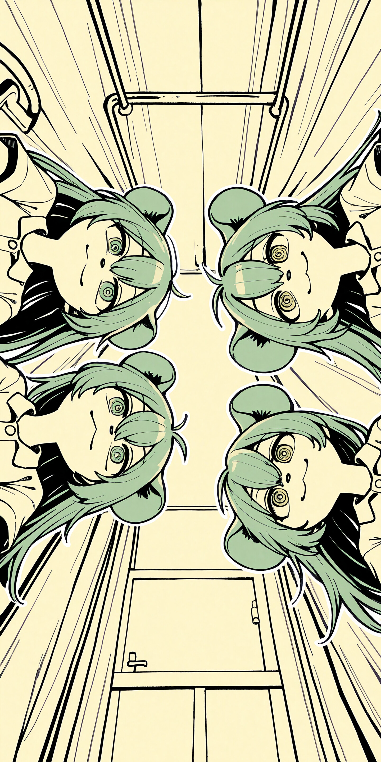 An anime-style mouse girl dressed as a nurse stands menacingly over the viewer, holding a large cleaver with a wide, creepy smile in a hospital setting. Another mouse girl smiles from a nearby hospital bed.